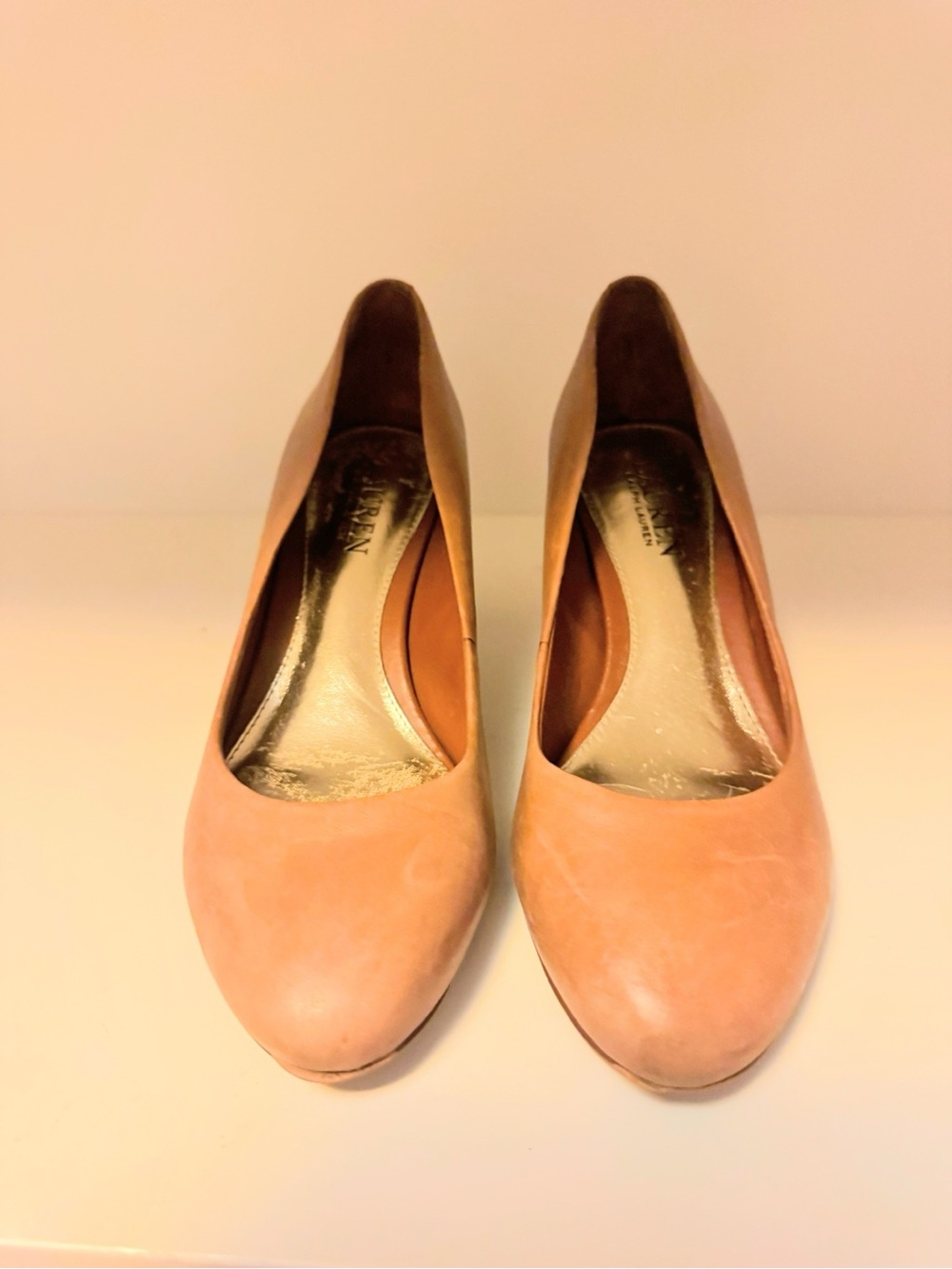 Lauren Ralph Lauren Tan Leather Block Heel Pumps Size 7B